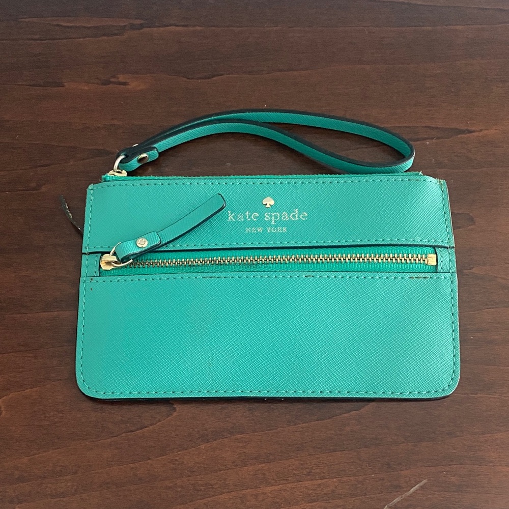 Kate Spade Teal Wristlet with Gold Accents